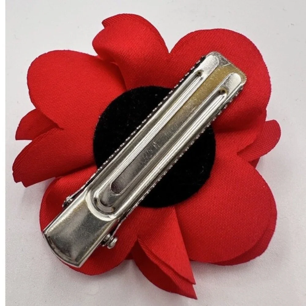 Red Fabric Flower Hair Clip Alligator Pinch Floral Petal Brooch Chic Pin J-01‎